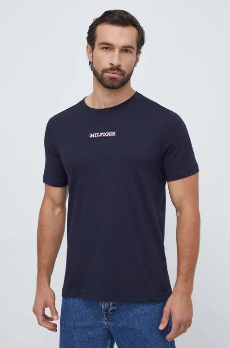 Kratka majica Tommy Hilfiger moški, mornarsko modra barva