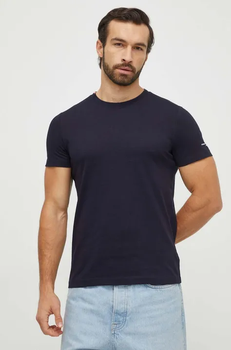 Bombažna kratka majica Tommy Hilfiger moški, mornarsko modra barva