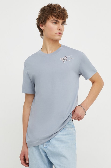 G-Star tricou din bumbac bărbați, culoarea gri, cu imprimeu