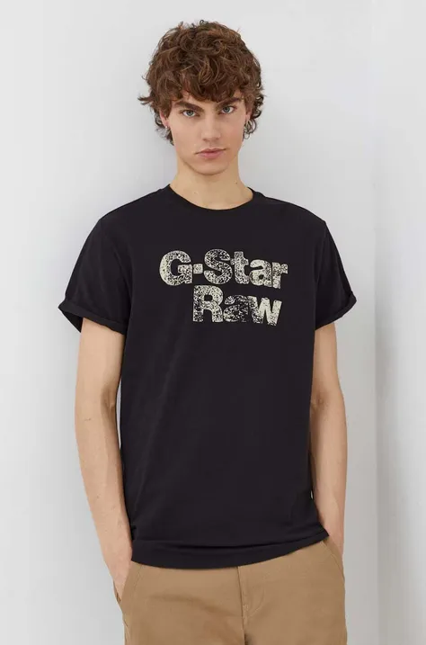 Bavlněné tričko G-Star Raw černá barva, s potiskem