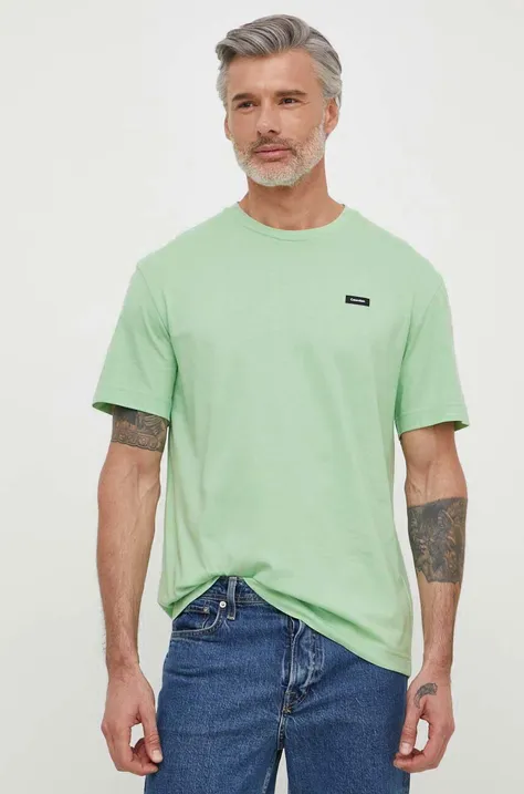 Хлопковая футболка Calvin Klein мужская цвет чёрный однотонная