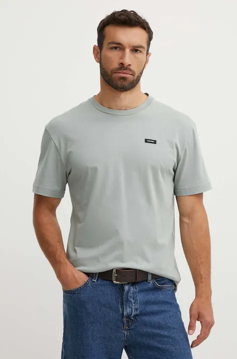 Pamučna majica Calvin Klein za muškarce, boja: crna, bez uzorka, K10K112749