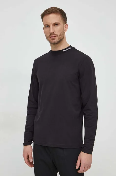 Tričko s dlhým rukávom Calvin Klein pánsky,čierna farba,jednofarebný,K10K112757