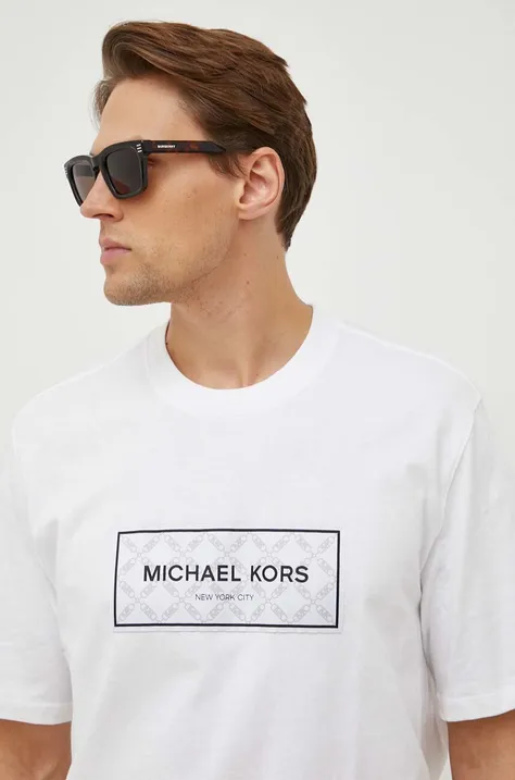 Michael Kors t-shirt bawełniany męski kolor biały z aplikacją