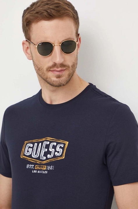 Guess t-shirt in cotone uomo colore blu navy