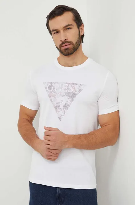 Tričko Guess pánsky, biela farba, s potlačou, M4RI29 J1314