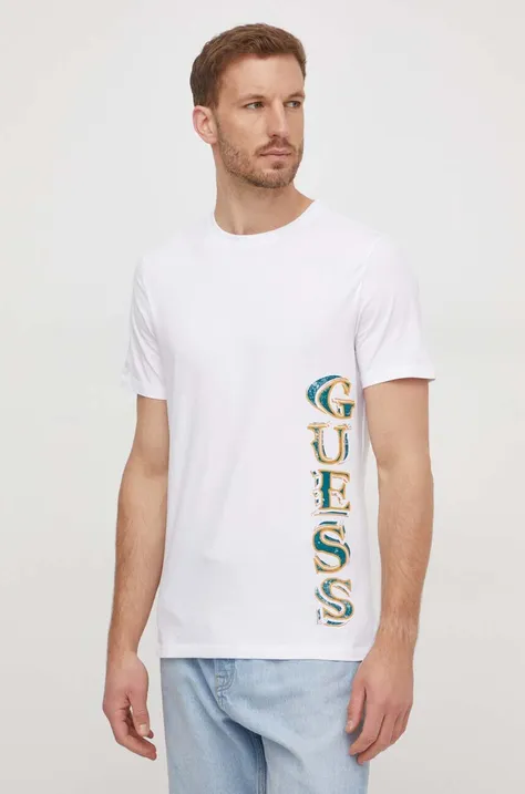 Tričko Guess pánsky, biela farba, s potlačou, M4RI30 J1314