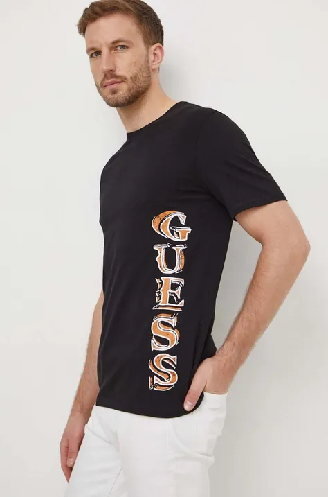 Tričko Guess pánsky, čierna farba, s potlačou, M4RI30 J1314
