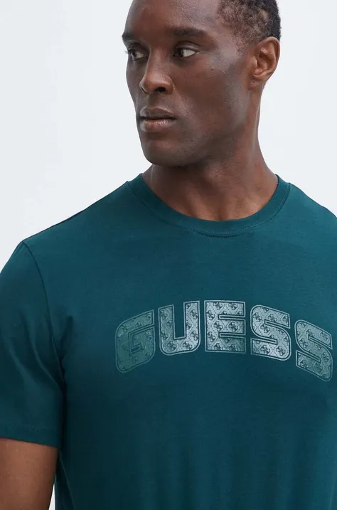 Guess t-shirt GASTON zöld, férfi, nyomott mintás, Z4RI00 J1314