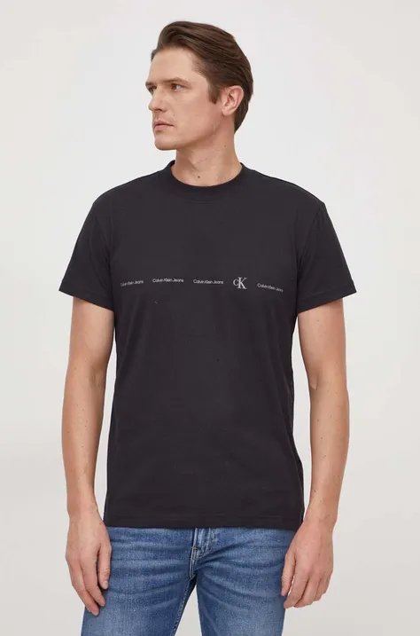 Calvin Klein Jeans t-shirt bawełniany męski kolor czarny z nadrukiem