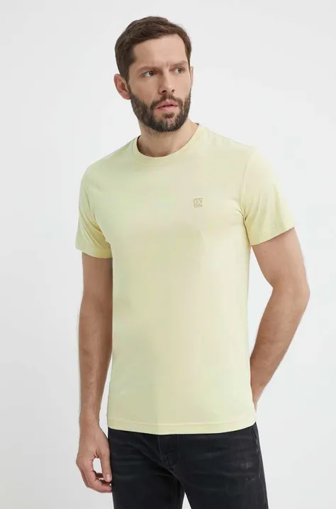 Pamučna majica Calvin Klein Jeans za muškarce, boja: zelena, bez uzorka, J30J325268