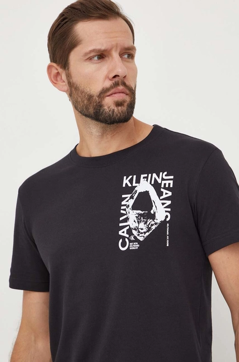 Calvin Klein Jeans t-shirt bawełniany męski kolor czarny z nadrukiem