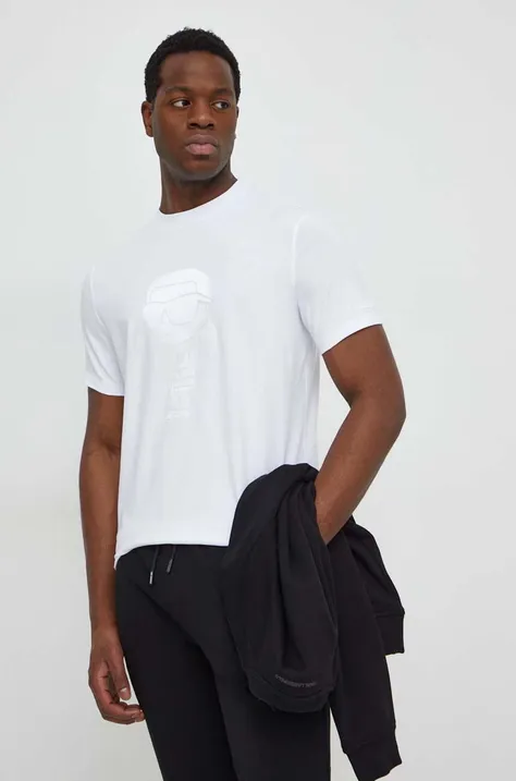 Majica kratkih rukava Karl Lagerfeld za muškarce, boja: bijela, s aplikacijom, 541221.755400