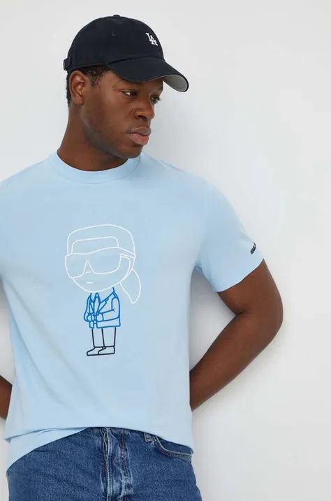 Karl Lagerfeld t-shirt uomo colore blu con applicazione