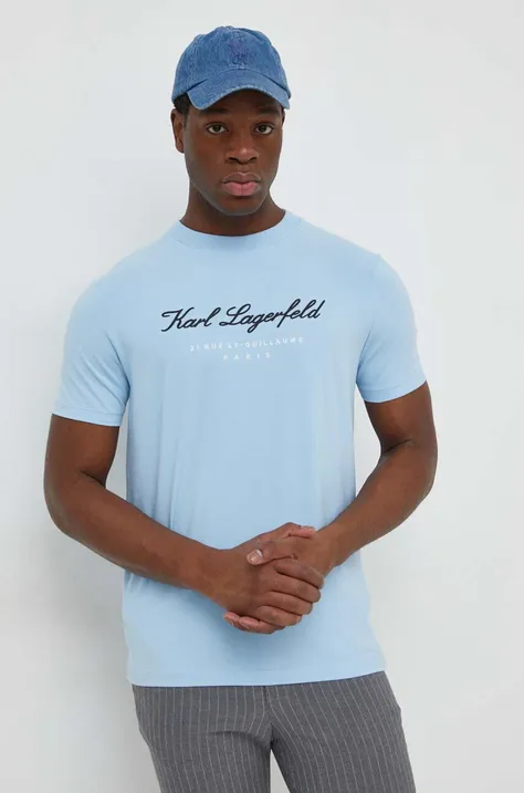 Тениска Karl Lagerfeld в синьо с апликация 541221.755403