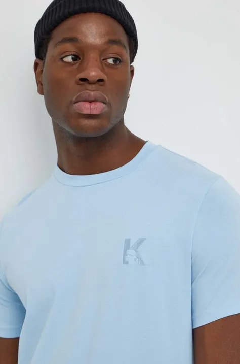 Karl Lagerfeld t-shirt męski kolor niebieski gładki