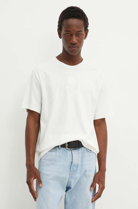 Памучна тениска Iceberg в бежово с изчистен дизайн