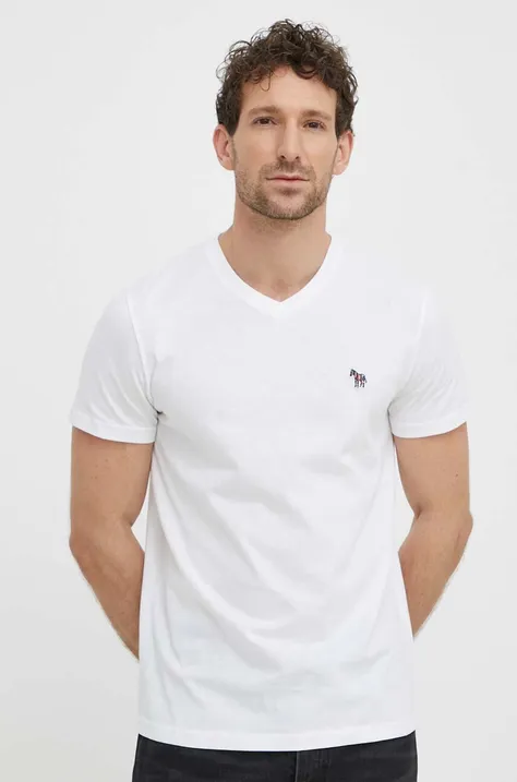 Хлопковая футболка PS Paul Smith мужской цвет белый с аппликацией