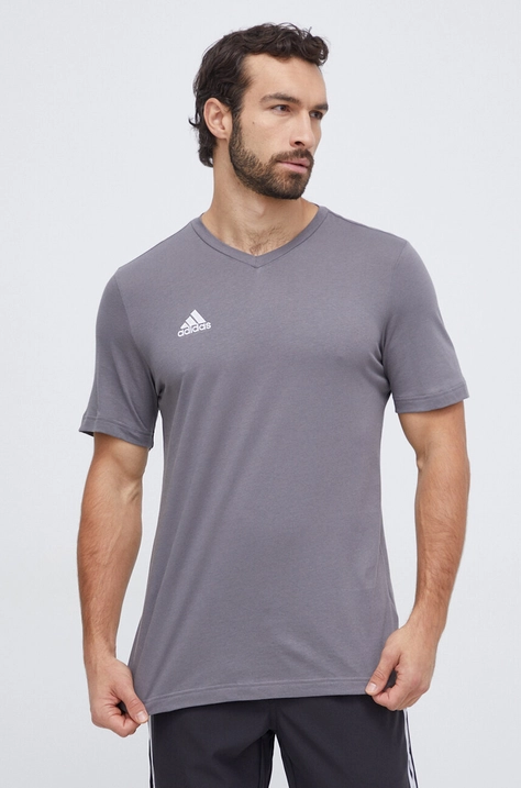 Тениска adidas Performance Entrada 22 в сиво с апликация  HC0449