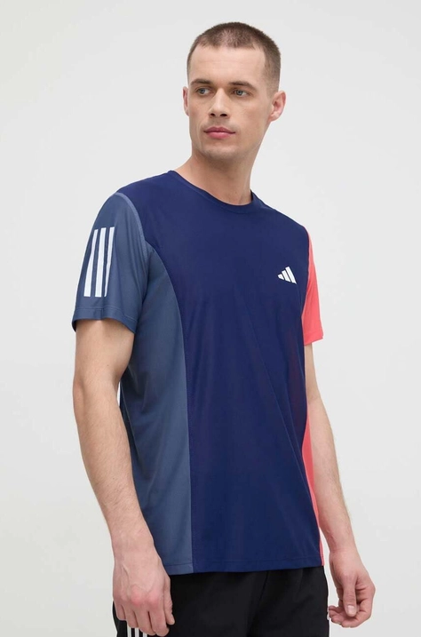 adidas Performance tricou de alergare Own the Run culoarea bleumarin, cu imprimeu IK4997