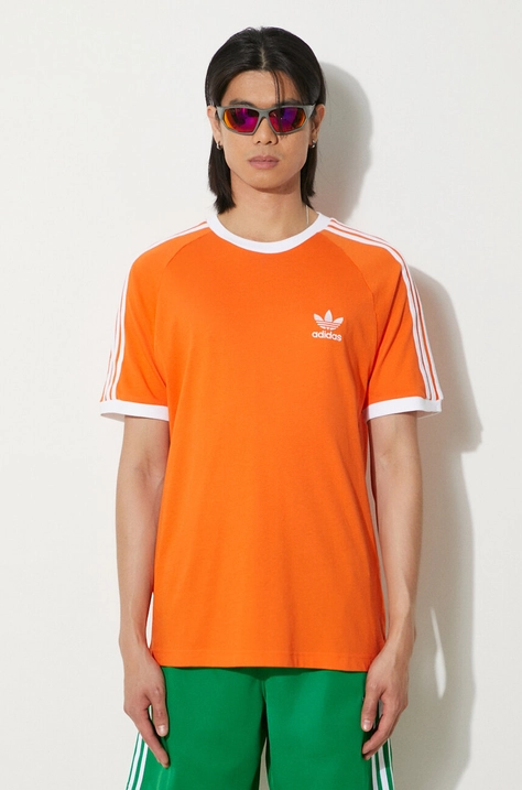 Bavlnené tričko adidas Originals pánske, oranžová farba, s nášivkou, IM9382