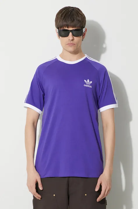 Хлопковая футболка adidas Originals 3-Stripes Tee мужская цвет фиолетовый с аппликацией IM9394
