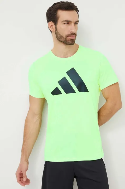 Футболка для бега adidas Performance Run It цвет зелёный с принтом