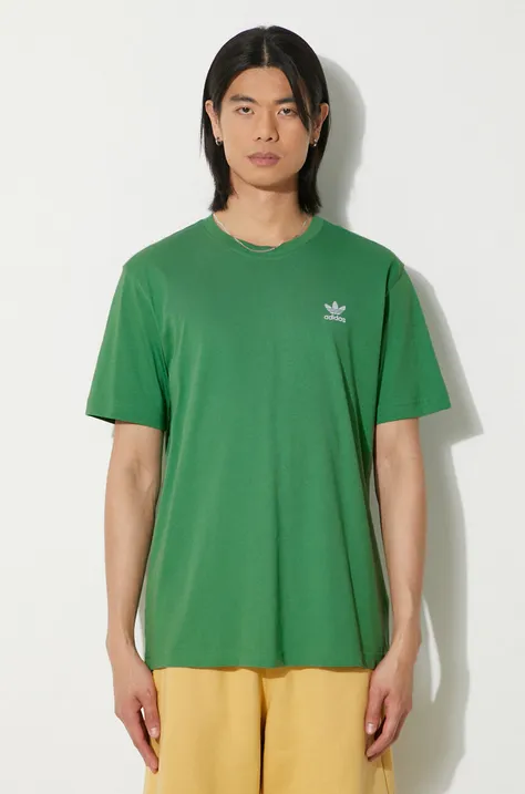 Хлопковая футболка adidas Originals мужская цвет зелёный однотонная IN0671