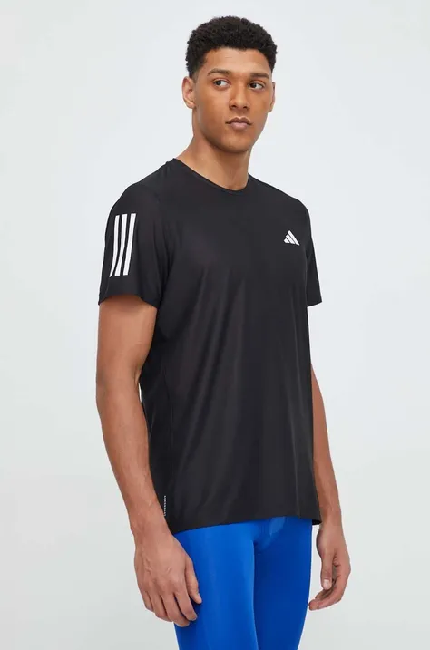 Бігова футболка adidas Performance Own the Run колір чорний з принтом