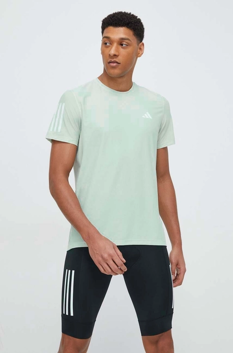 adidas Performance t-shirt do biegania Own the Run Own the Run kolor zielony z nadrukiem IN1504