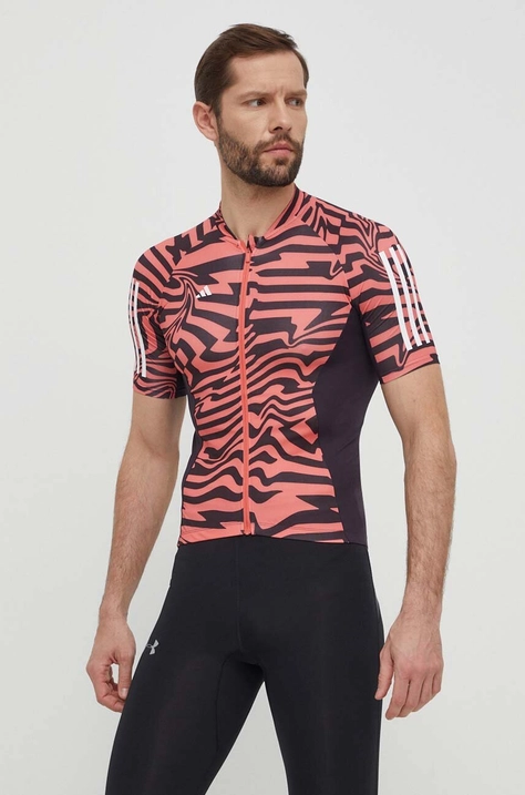 Cyklistické tričko adidas Performance červená farba, vzorované, IN4591