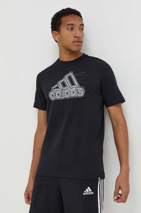 adidas t-shirt bawełniany męski kolor czarny z nadrukiem IN6258