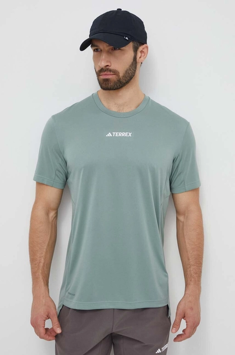 adidas TERREX tricou sport culoarea verde, cu imprimeu, IP4781