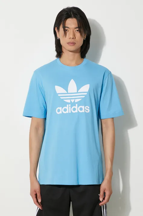 adidas Originals cotton t-shirt men’s blue color with a print IR7980