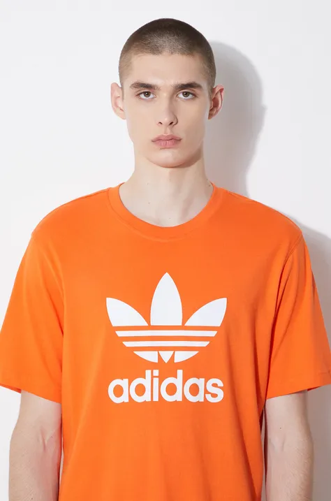 adidas Originals tricou din bumbac barbati, culoarea portocaliu, cu imprimeu, IR8000