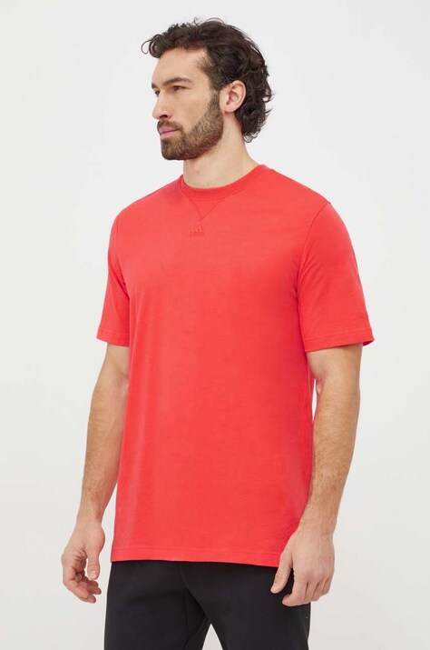 adidas tricou din bumbac bărbați, culoarea roșu, uni IR9110