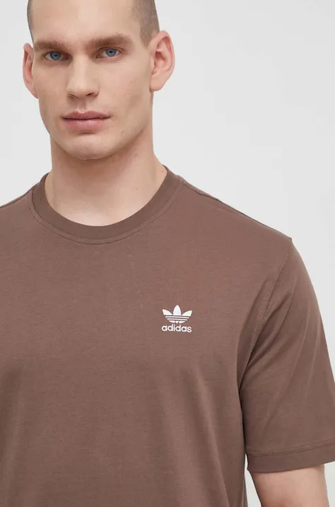 Βαμβακερό μπλουζάκι adidas Originals Essential Tee ανδρικό, χρώμα: καφέ, IR9688