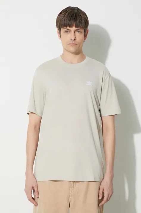 Bavlněné tričko adidas Originals Essential Tee šedá barva, s aplikací, IR9689