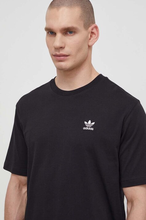 Pamučna majica adidas Originals Essential Tee za muškarce, boja: crna, s aplikacijom, IR9690