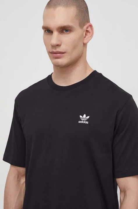 Памучна тениска adidas Originals Essential Tee в черно с апликация IR9690