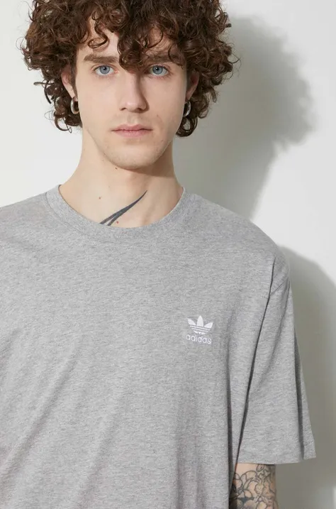 Хлопковая футболка adidas Originals Essential Tee мужская цвет серый меланж IR9692