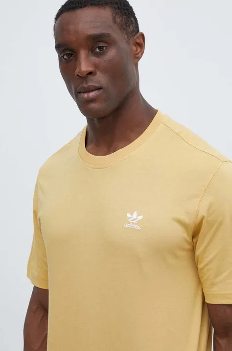 Хлопковая футболка adidas Originals мужская цвет жёлтый однотонная IR9695