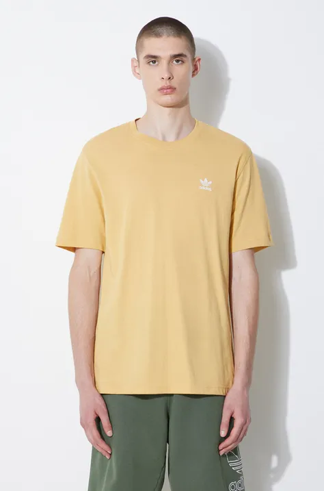 Хлопковая футболка adidas Originals мужская цвет жёлтый однотонная IR9695