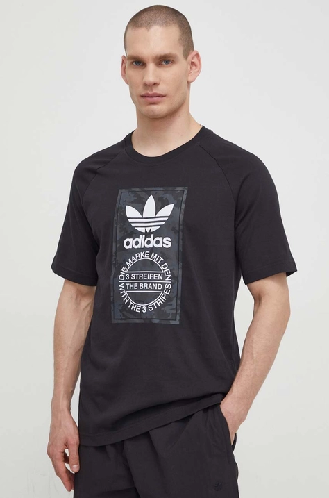 adidas Originals pamut póló fekete, férfi, nyomott mintás, IS0236