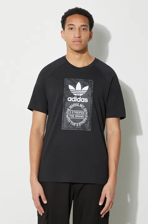Bavlněné tričko adidas Originals černá barva, s potiskem, IS0236