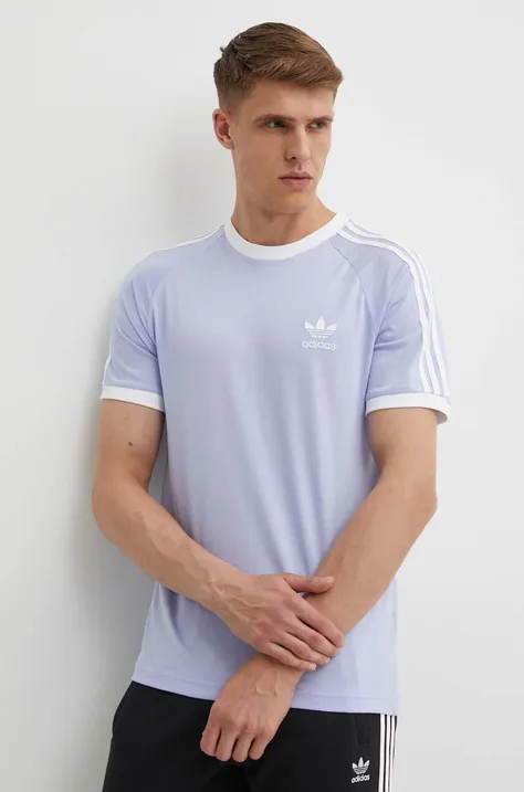 Bavlněné tričko adidas Originals fialová barva, s aplikací, IS0614