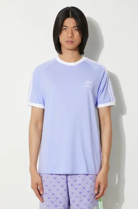 Бавовняна футболка adidas Originals чоловіча колір фіолетовий з аплікацією IS0614