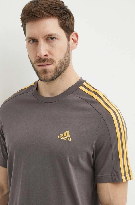 adidas t-shirt bawełniany męski kolor szary z aplikacją IS1334