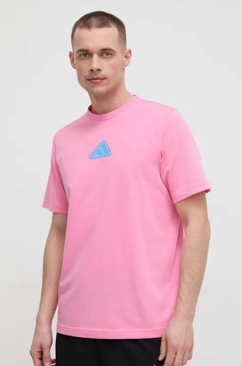 adidas Performance tricou de antrenament culoarea roz, cu imprimeu IS2397