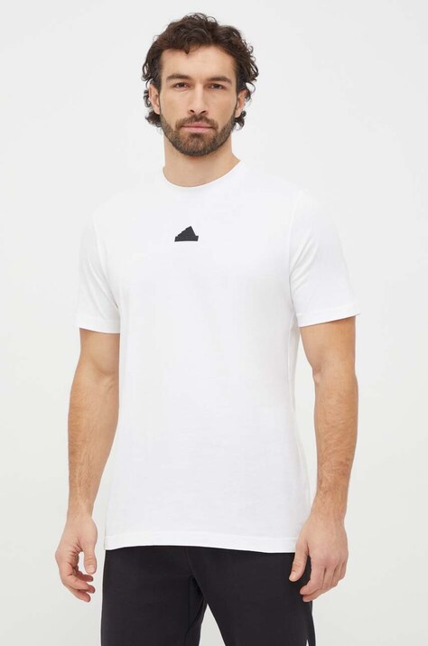 adidas t-shirt bawełniany męski kolor biały z nadrukiem IS2854